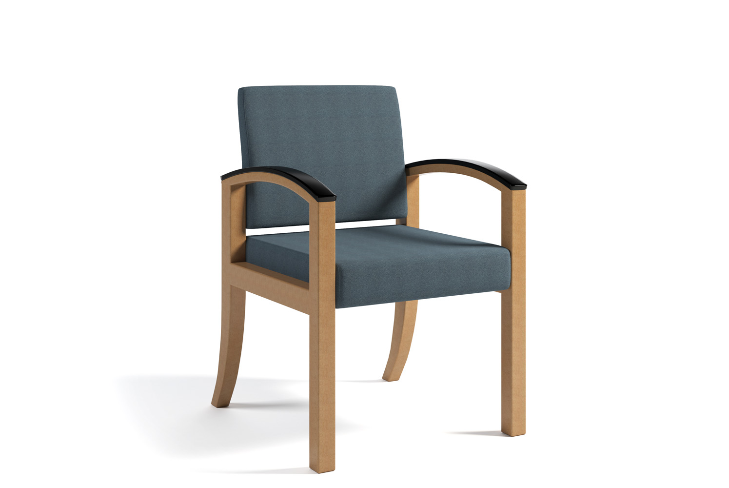 Westlake Arm Chair, Wood, Open Arms, Blue Fabric